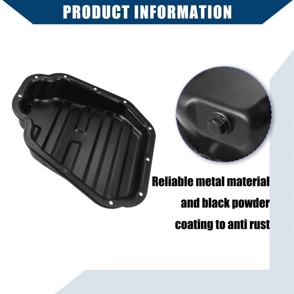 Engine Transmission Oil Pan for Nissan Rogue X-Trail (2014–2020) 11110JG31A, Anti Rust Black