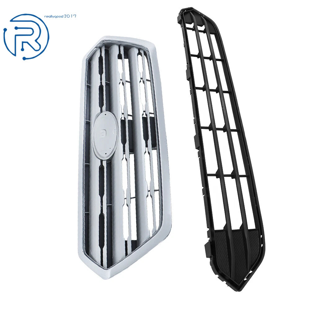 Set of 2 Upper and Lower Front Bumper Grilles for Subaru Outback (2015-2017)
