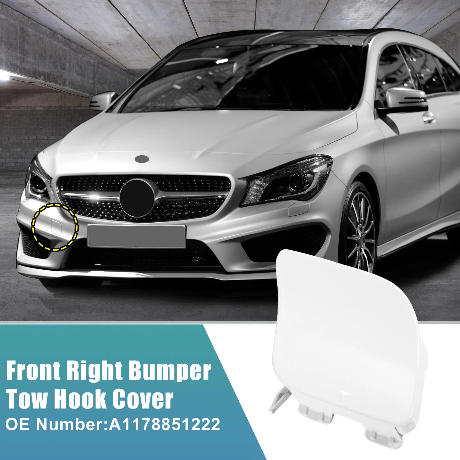 Front Bumper Tow Hook Cover for Mercedes-Benz CLA-Class (2014–2019) No.A1178851222 White