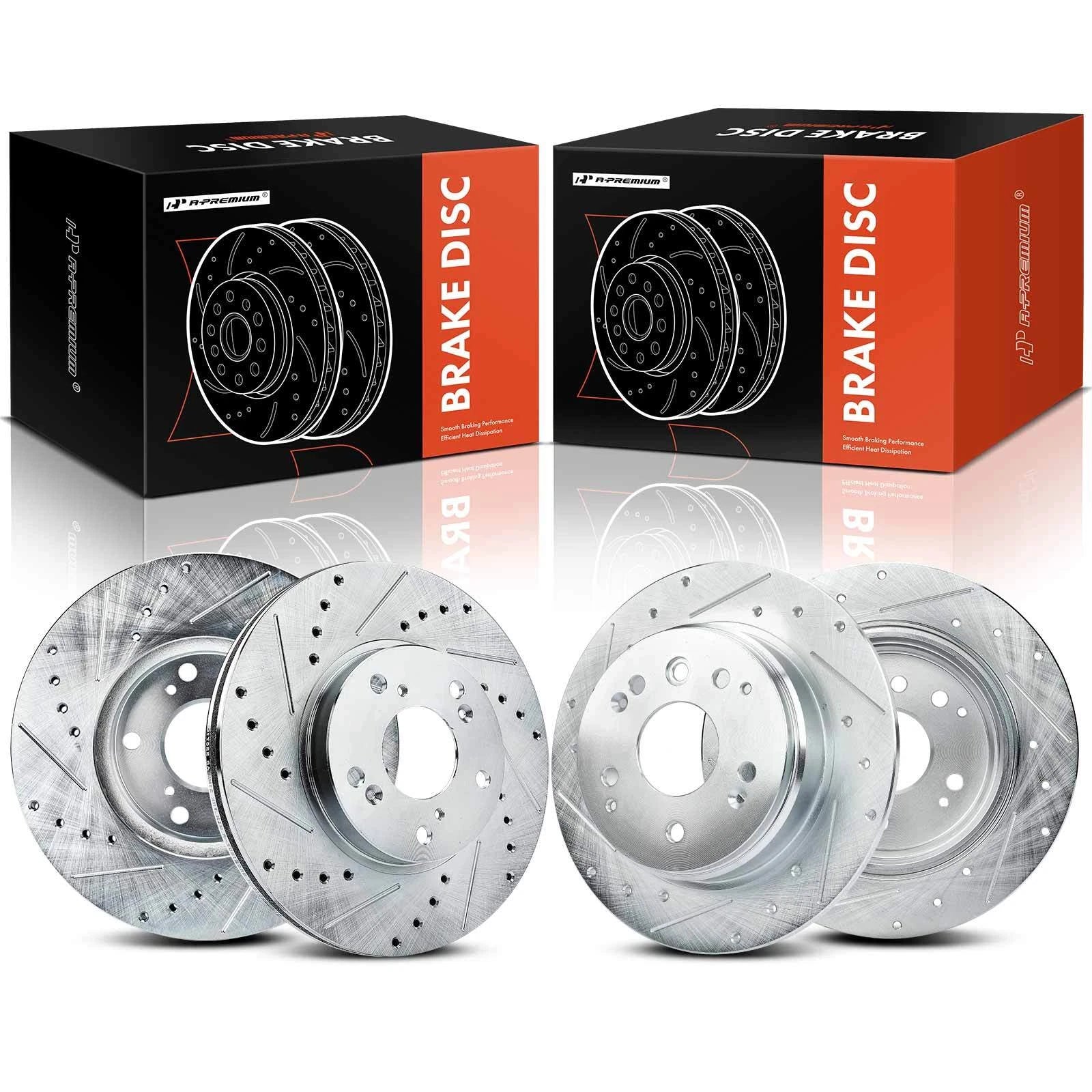 Set of 4 Drilled Brake Rotors for Honda Element (2003–2011)