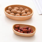 Natural Rubber Wood Boat Shape Tray for Dining Table Service