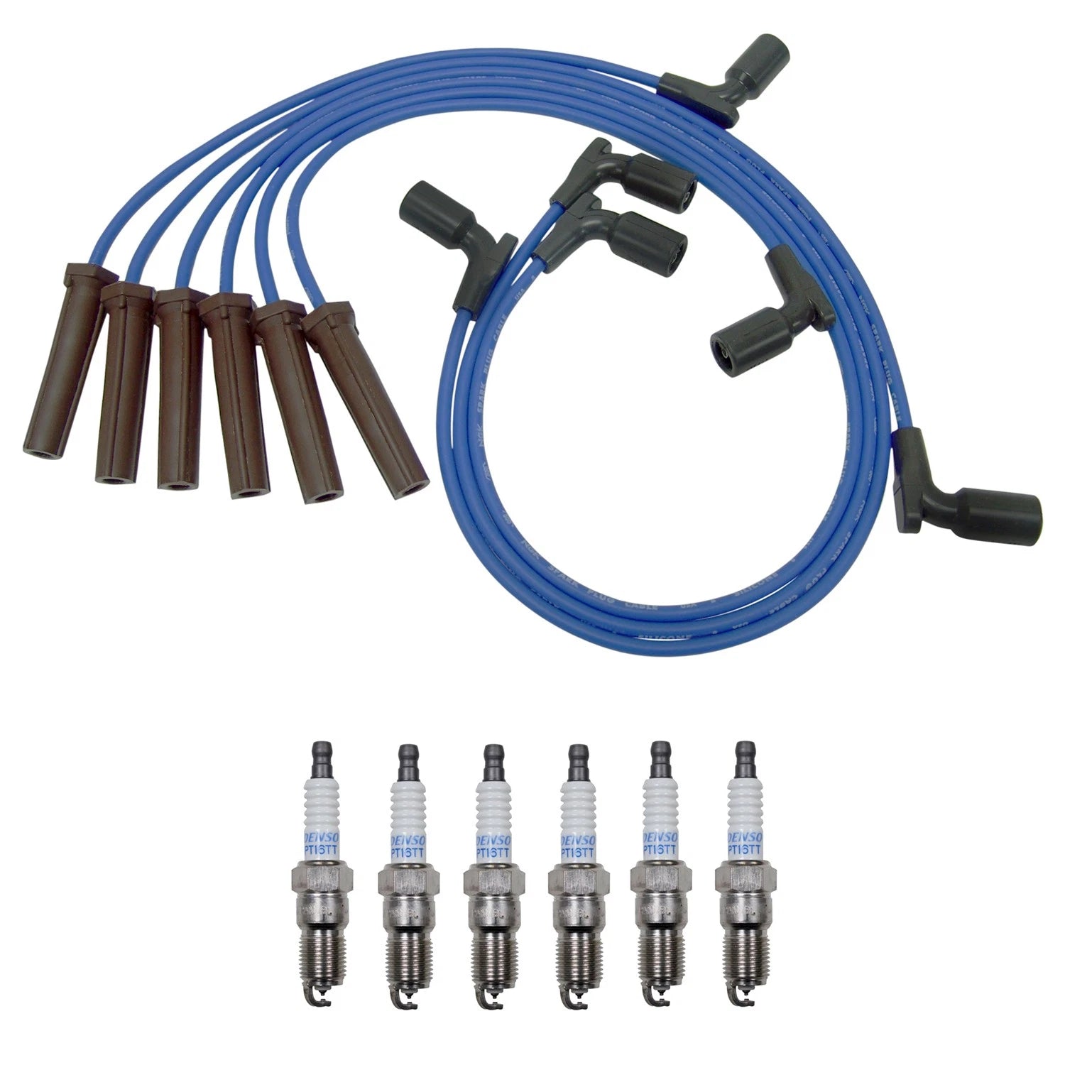 NGK 7mm Wire Set & Denso Platinum Spark Plug Kit for G6 Malibu Terraza (2006–2011)
