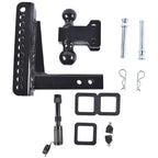 Adjustable Trailer Hitch 8" Drop/Rise w/ 2" & 2-5/16" Ball for 2" Receiver