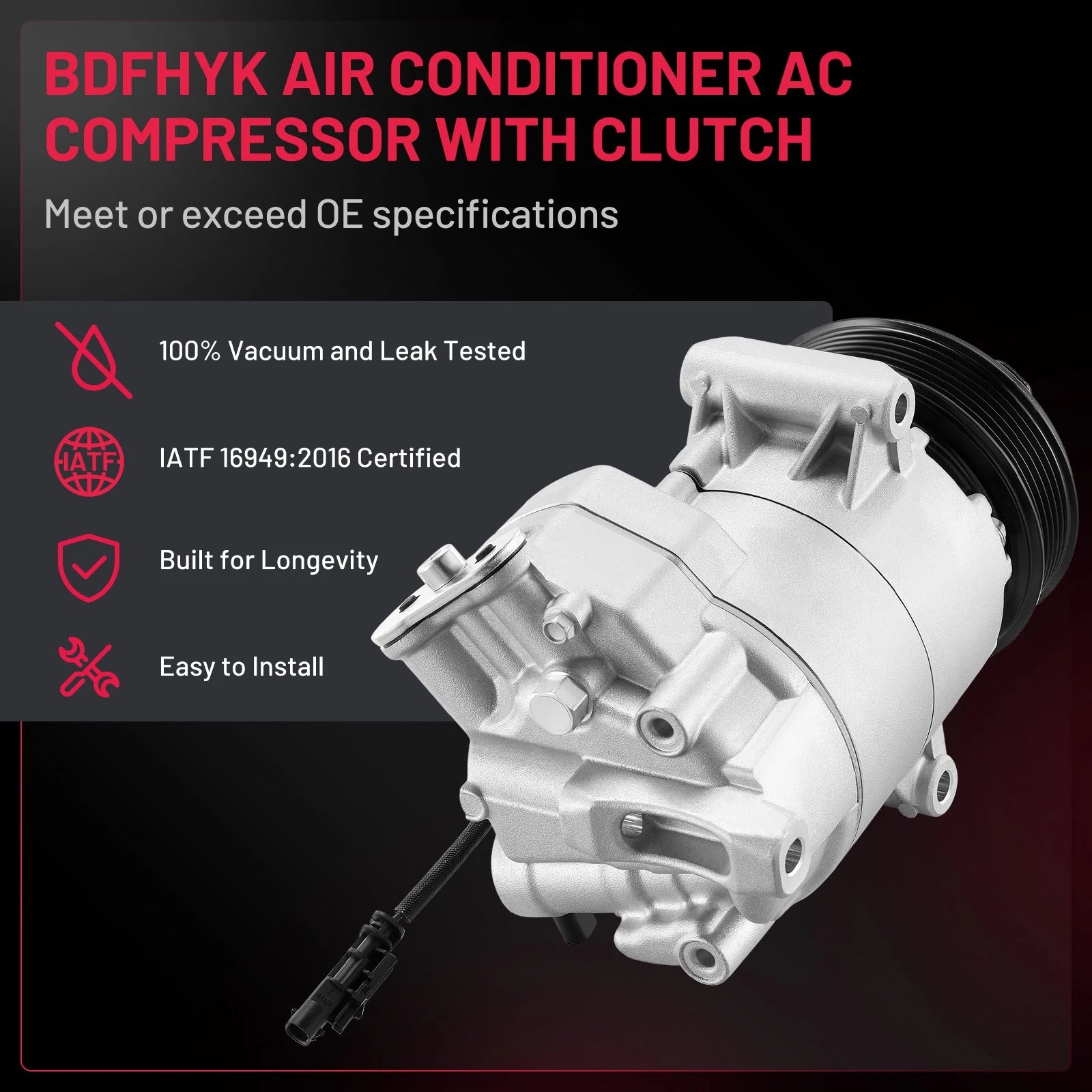 AC Compressor for Chevrolet Cruze 1.8L 2012–2015, 2.0L 2014–2015, 2016 Limited