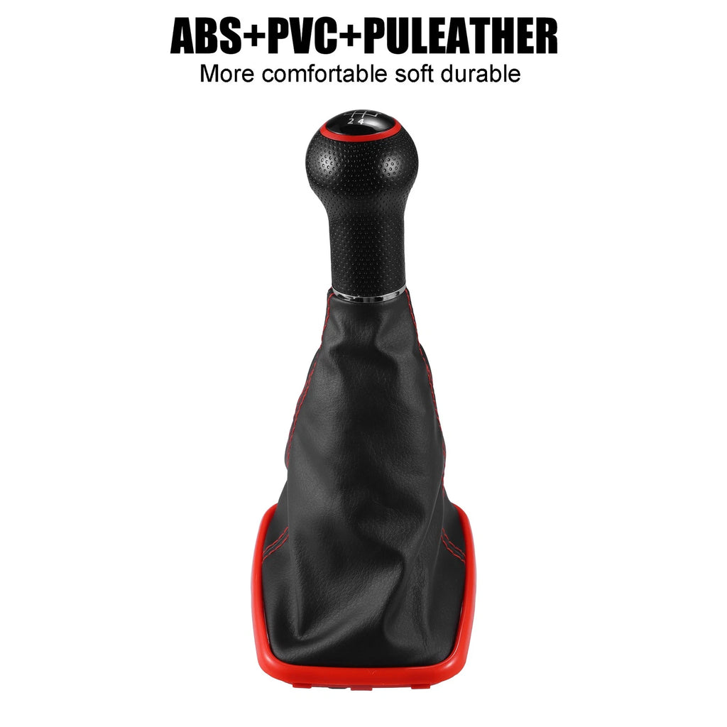 5 Speed Gear Shift Knob Boot with Red Base for Volkswagen Golf (1998–2006)