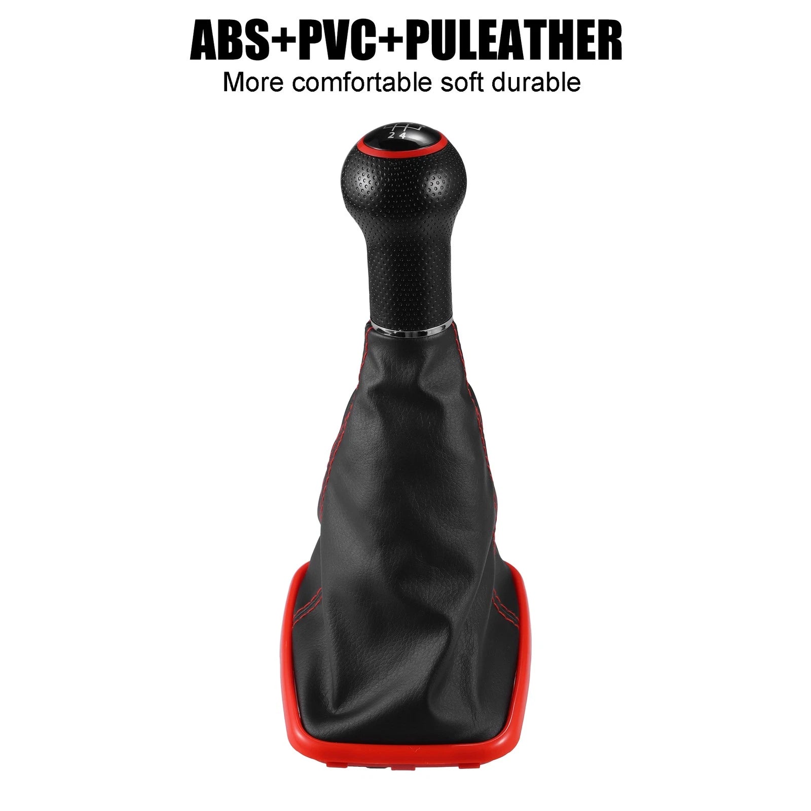 5 Speed Gear Shift Knob Boot with Red Base for Volkswagen Golf (1998–2006)