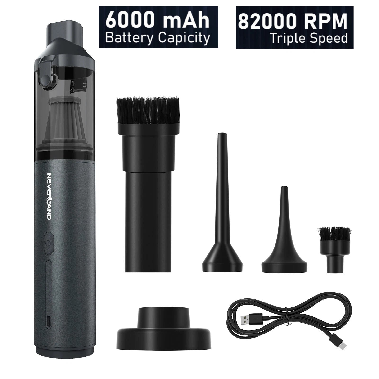 2in1 Cordless Handheld Vacuum Cleaner for Car Auto Home (100W)