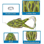 9cm Rotating Propeller Frog Soft Bait Fishing Lure with Dual Hooks