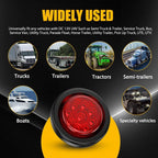 10pcs 2 Inch 9 LED Red Round Tail Light for Truck Trailer