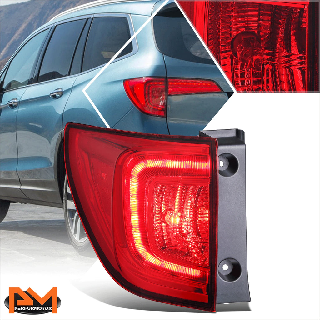 Chrome Red LED Outer Taillight Brake Lamp for Honda Pilot (2016–2018)
