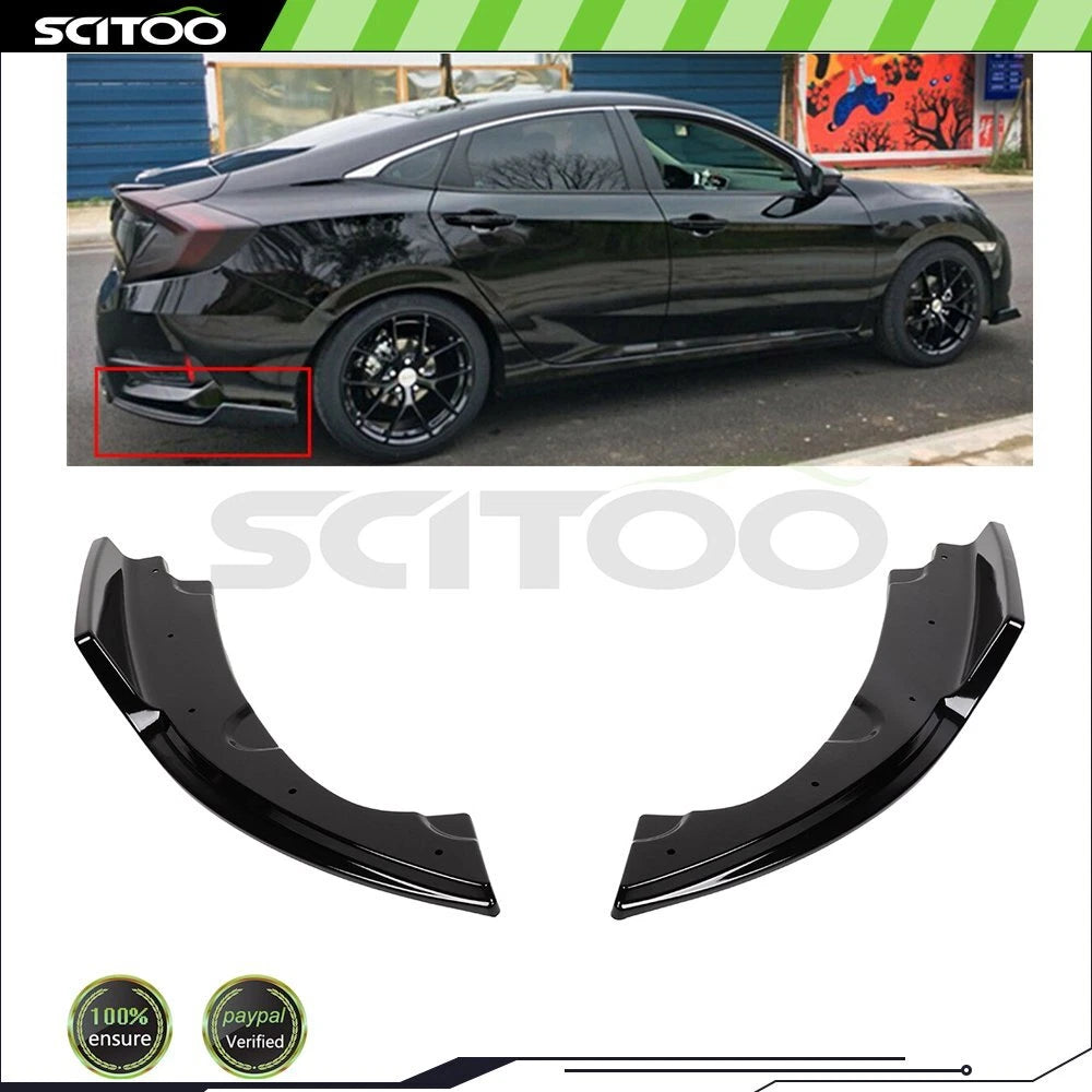 2X Rear Bumper Lower Side Splitters for Honda Civic (2016–2018)