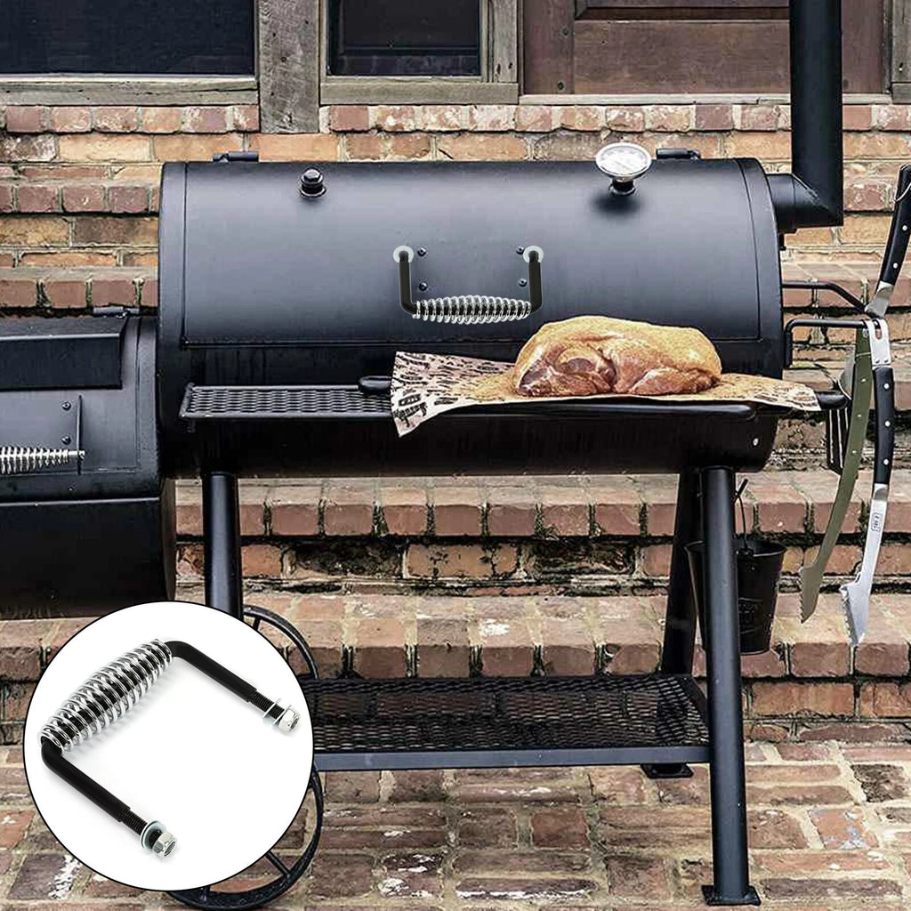 6" BBQ Smoker Spring Handle with Mounting Bracket for Grill Wood Stove