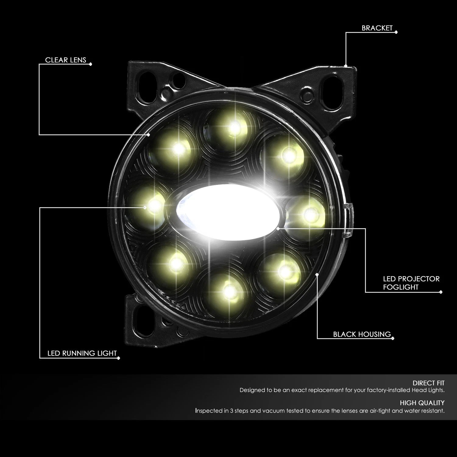LED Projector Fog Lamp for Kenworth T660, Peterbilt 579/587 (2008–2020)