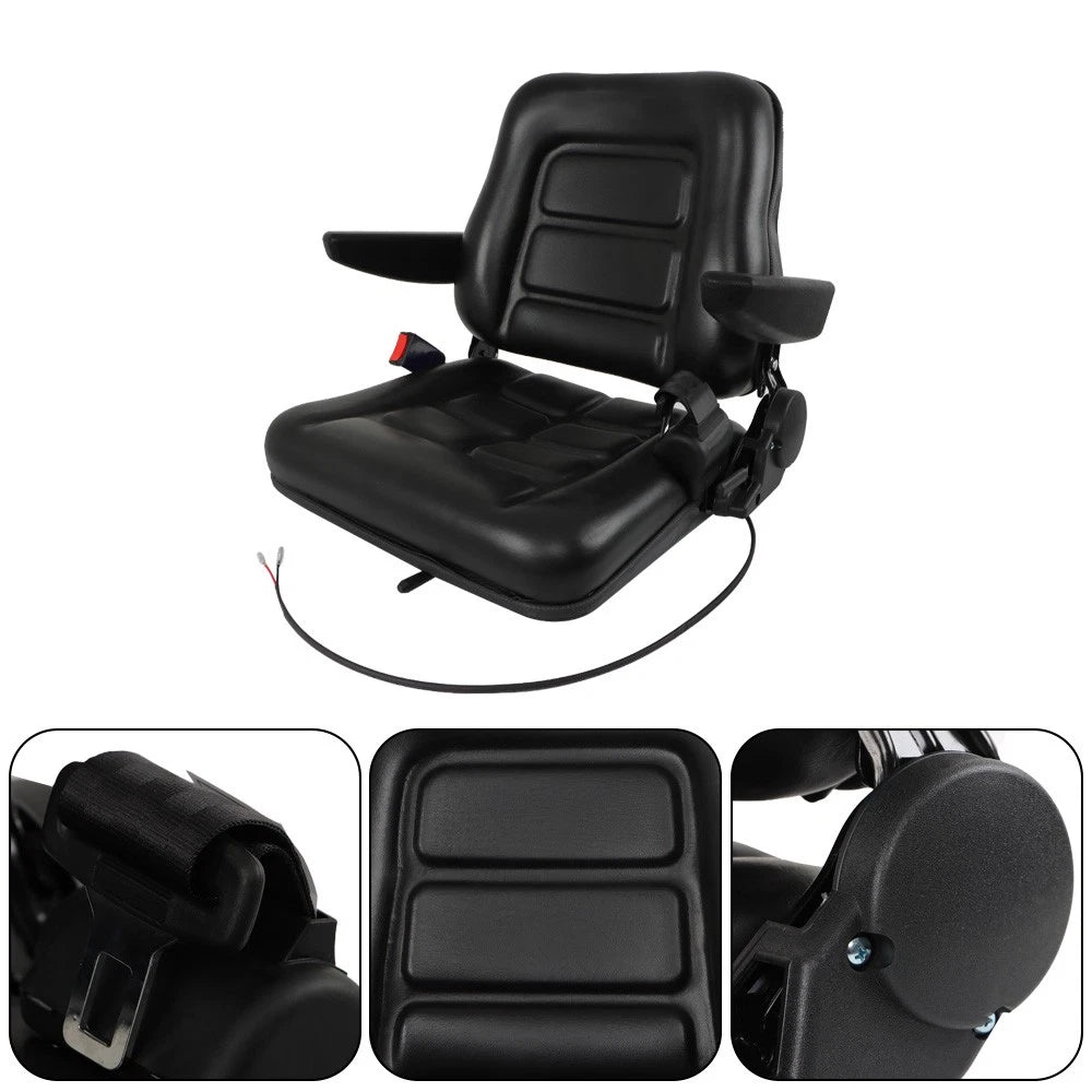Fold Down Forklift Seat with Armrest for Excavator Tractor Loader