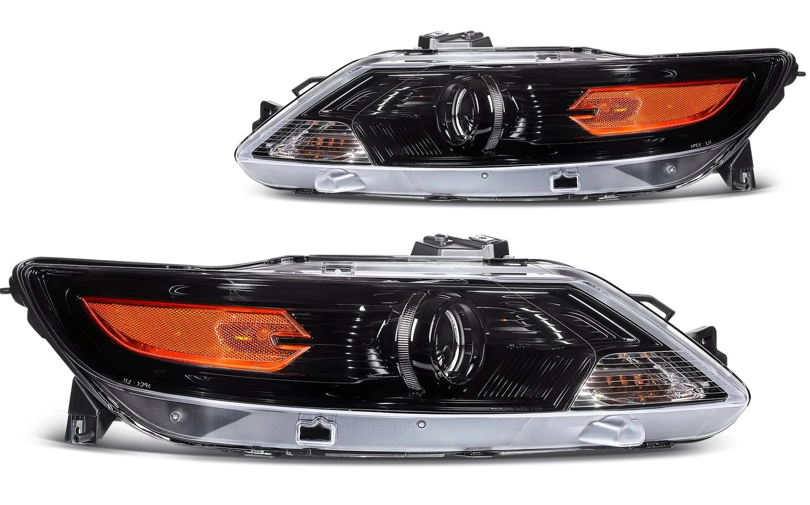 Pair Headlight Assembly for Ford Taurus (2010–2012) Black Amber Projector