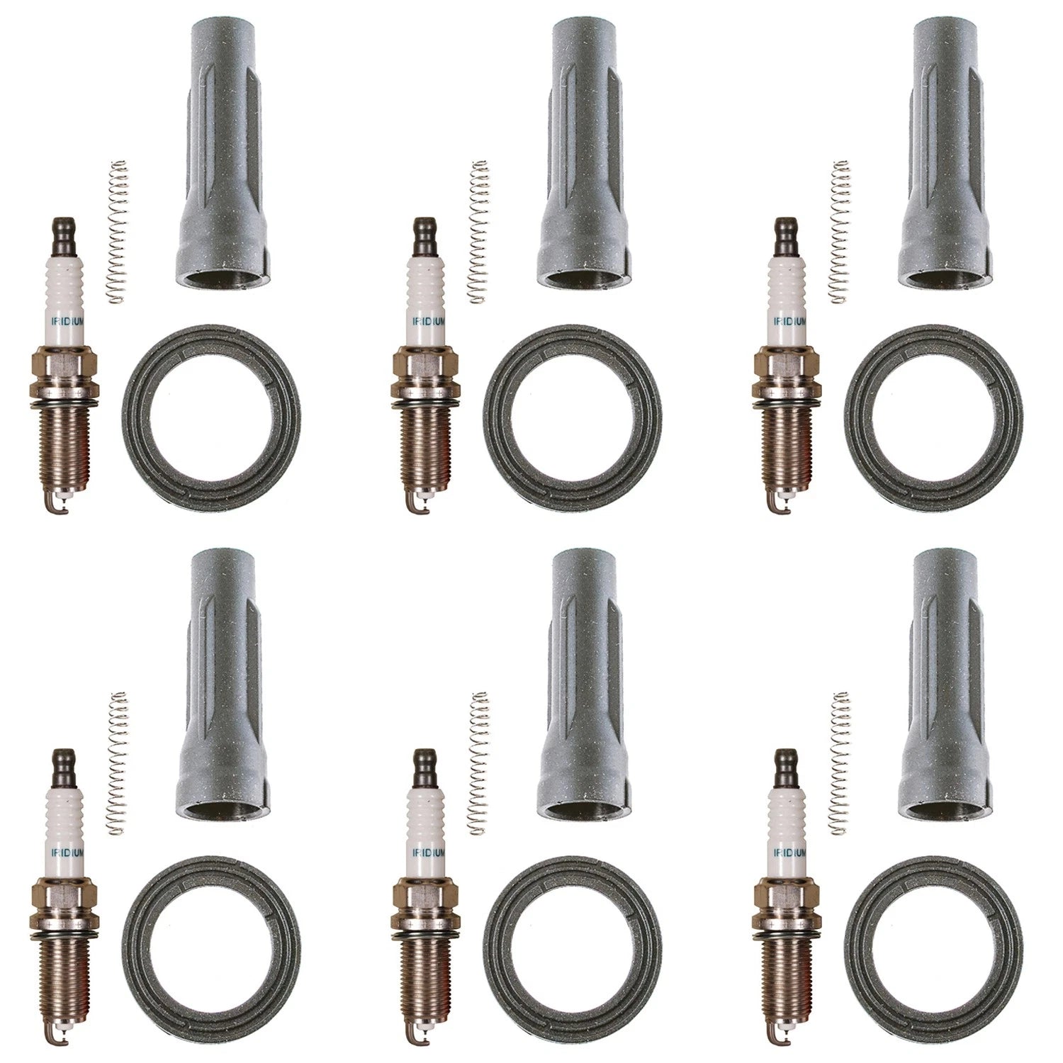 Set of 6 Denso Iridium Spark Plugs & Coil Boots for Camry RAV4 (2007–2019)