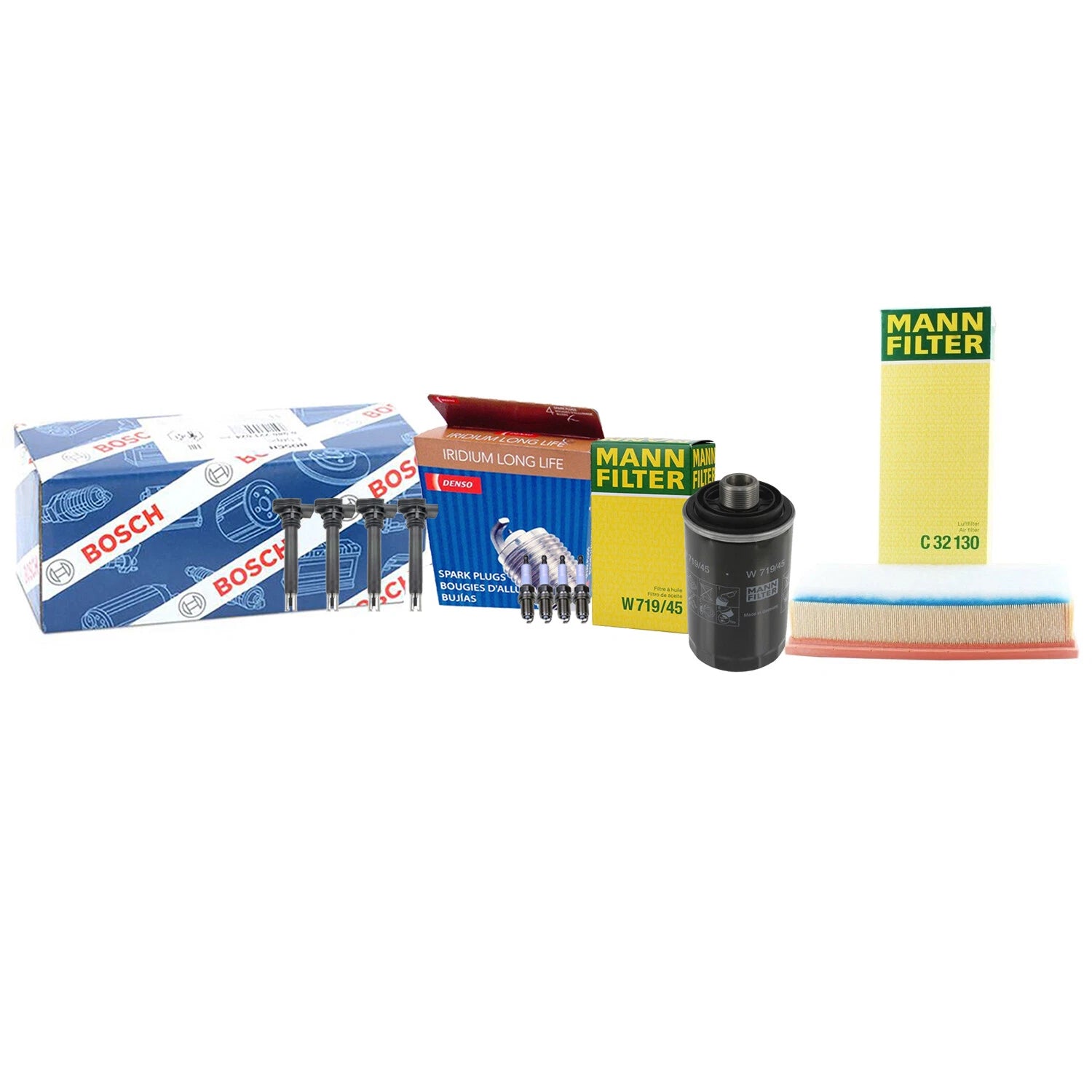 Set of 4 Spark Plugs & 4 Coils Tune Up Kit for Audi