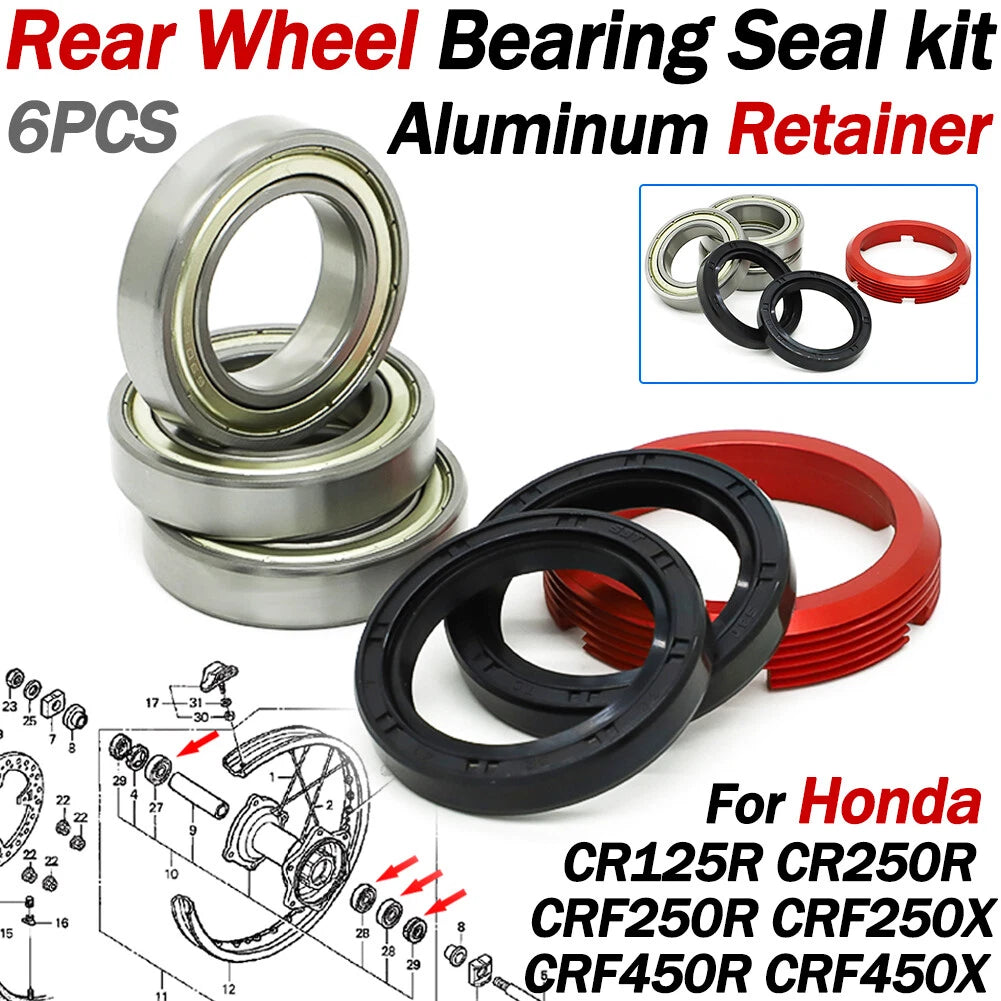 Rear Wheel Bearing Seal Retainer Kit for Honda CR 125R/250R CRF250R/X CRF450R/X