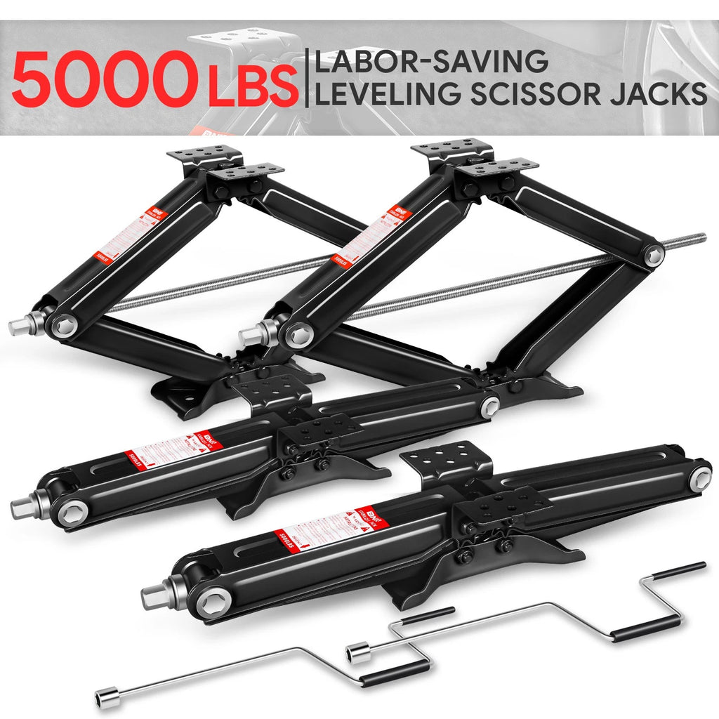 4X 2.5 Ton 24" RV Camper Stabilizer Leveling Scissor Jacks w/ Crank Handle