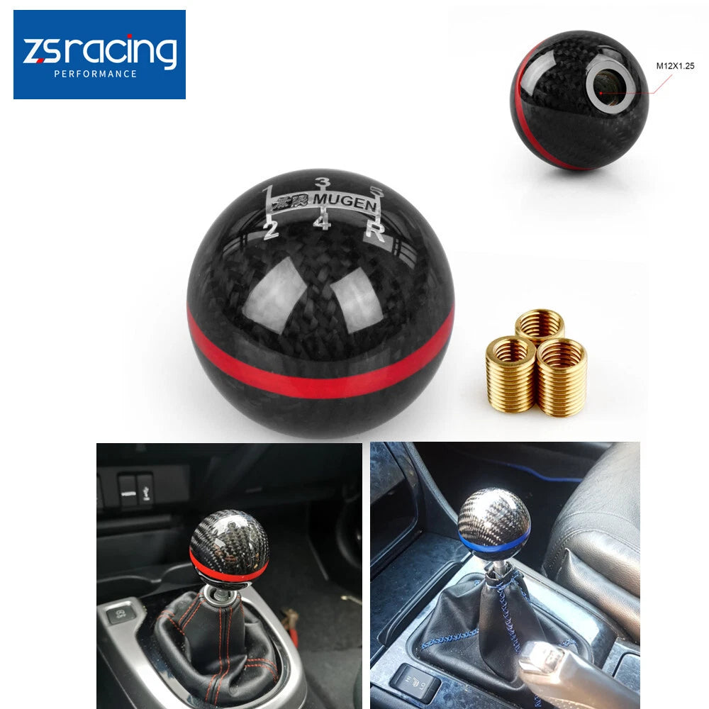 Mugen 5 Speed Carbon Fiber Round Ball Shift Knob for Universal Fit (All Years)