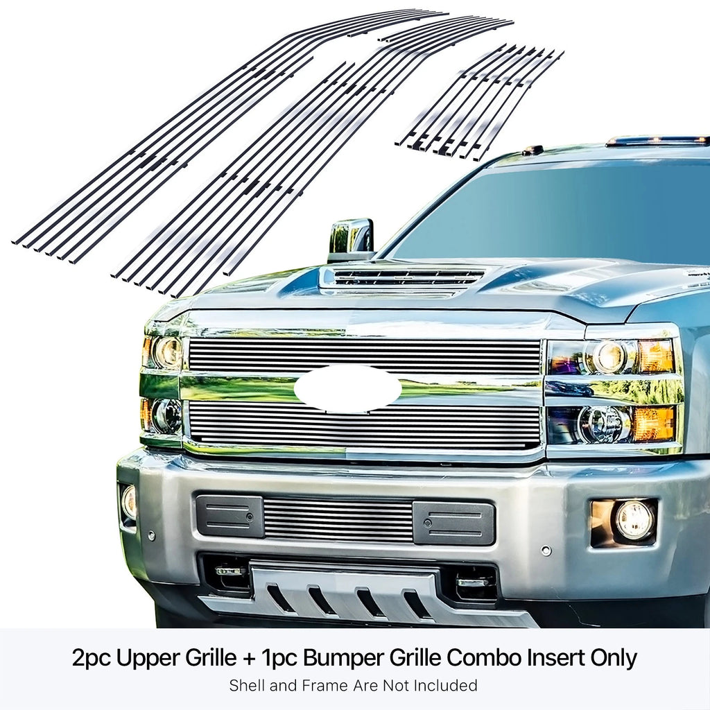 Stainless Chrome Billet Grille Combo for Chevy Silverado 2500/3500HD (2015-2018)