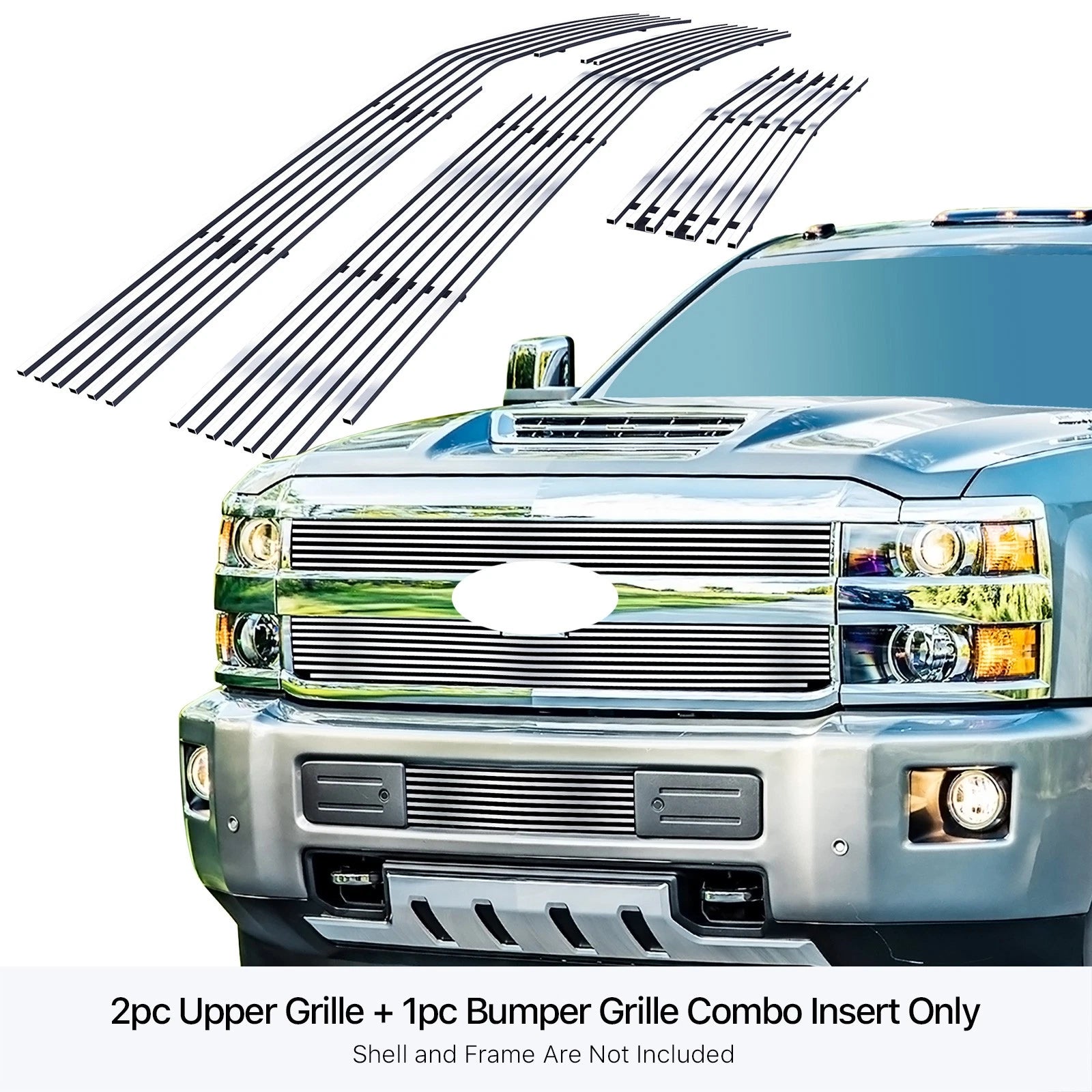 Stainless Chrome Billet Grille Combo for Chevy Silverado 2500/3500HD (2015-2018)