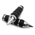 Chromed Spike 1" Rubber Handlebar Grips for Harley Chopper Bobber Touring