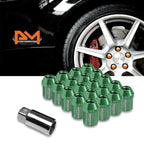 20Pc M12X1.25 Green JDM Closed End Acorn Hex Wheel Lug Nuts + Extension 25mmx35mm