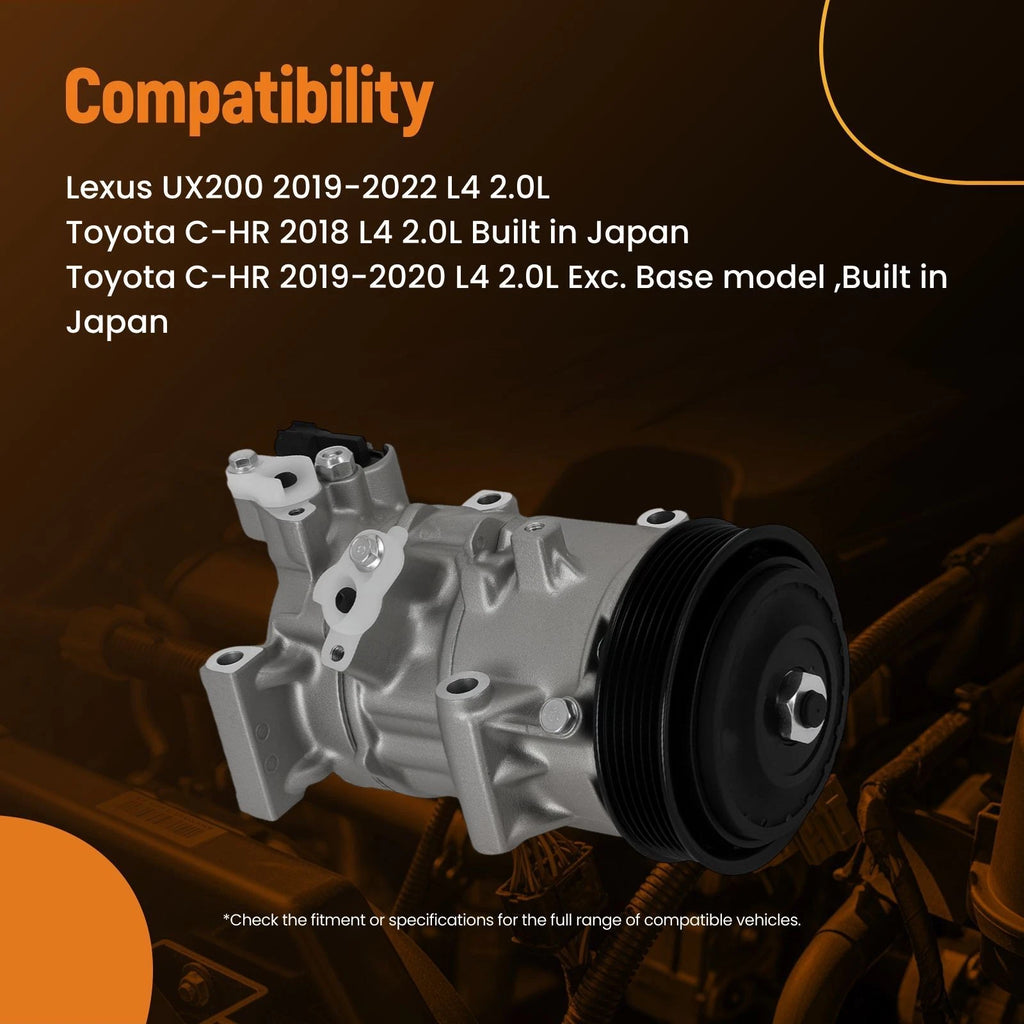 A/C Compressor for Toyota C-HR (2018–2022) CO11725C w/Clutch 6SEU14C
