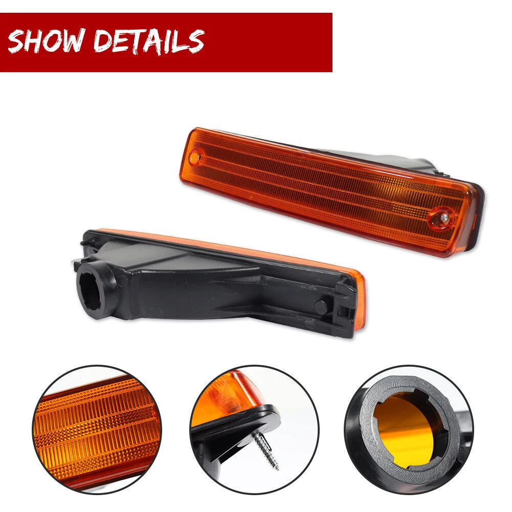 Set of 2 Amber Front Bumper Turn Signal Light Housings for Honda CR-X