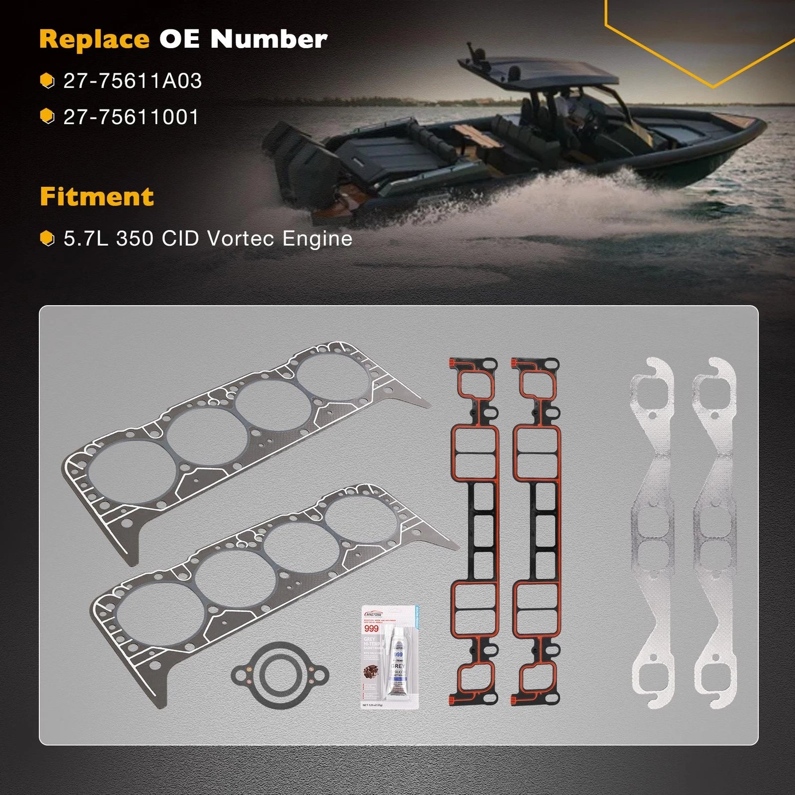 Cylinder Head Gasket Set for Mercruiser 350 CID (Year Range Not Specified)