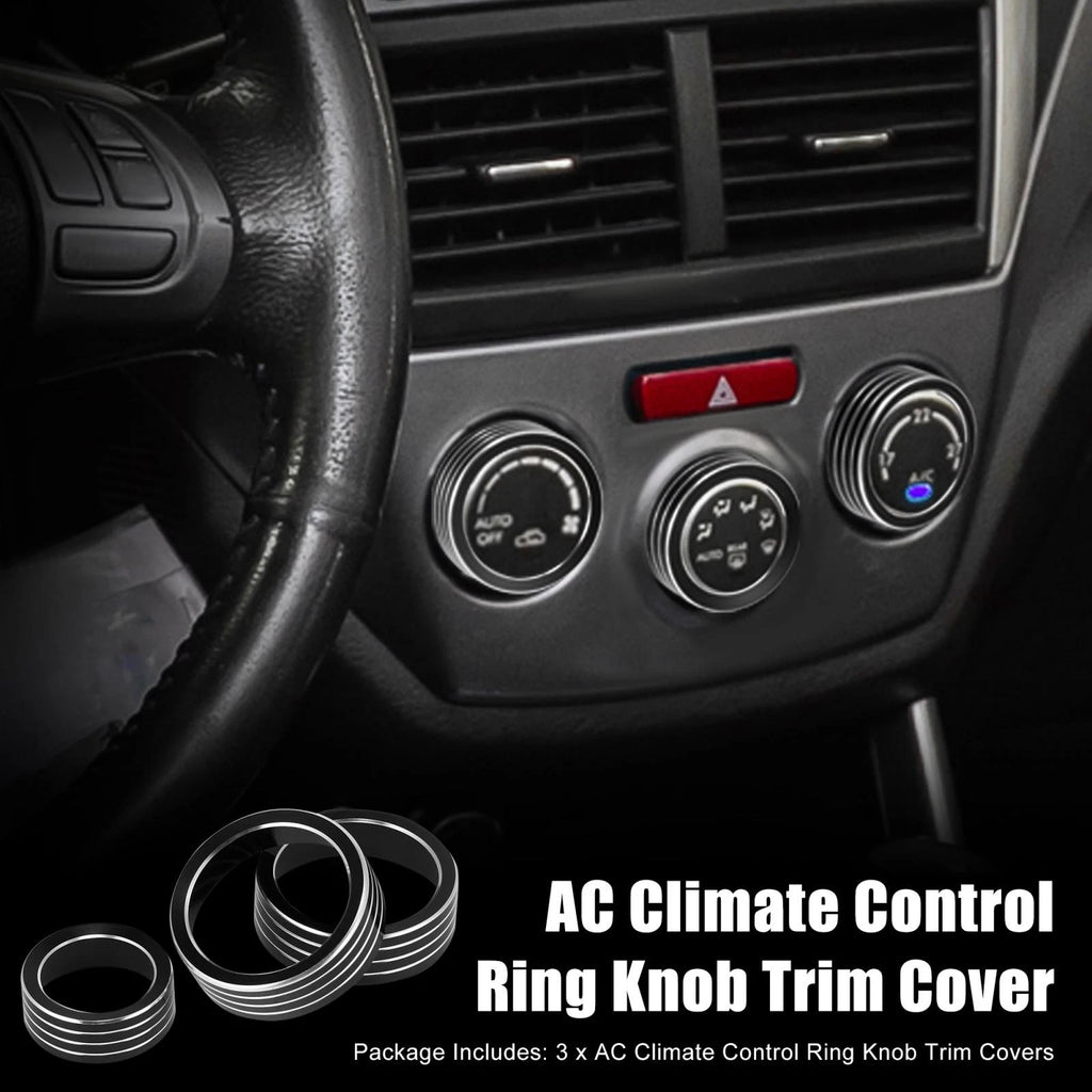 3pcs Black AC Climate Control Knob Trim Cover for Subaru Forester 