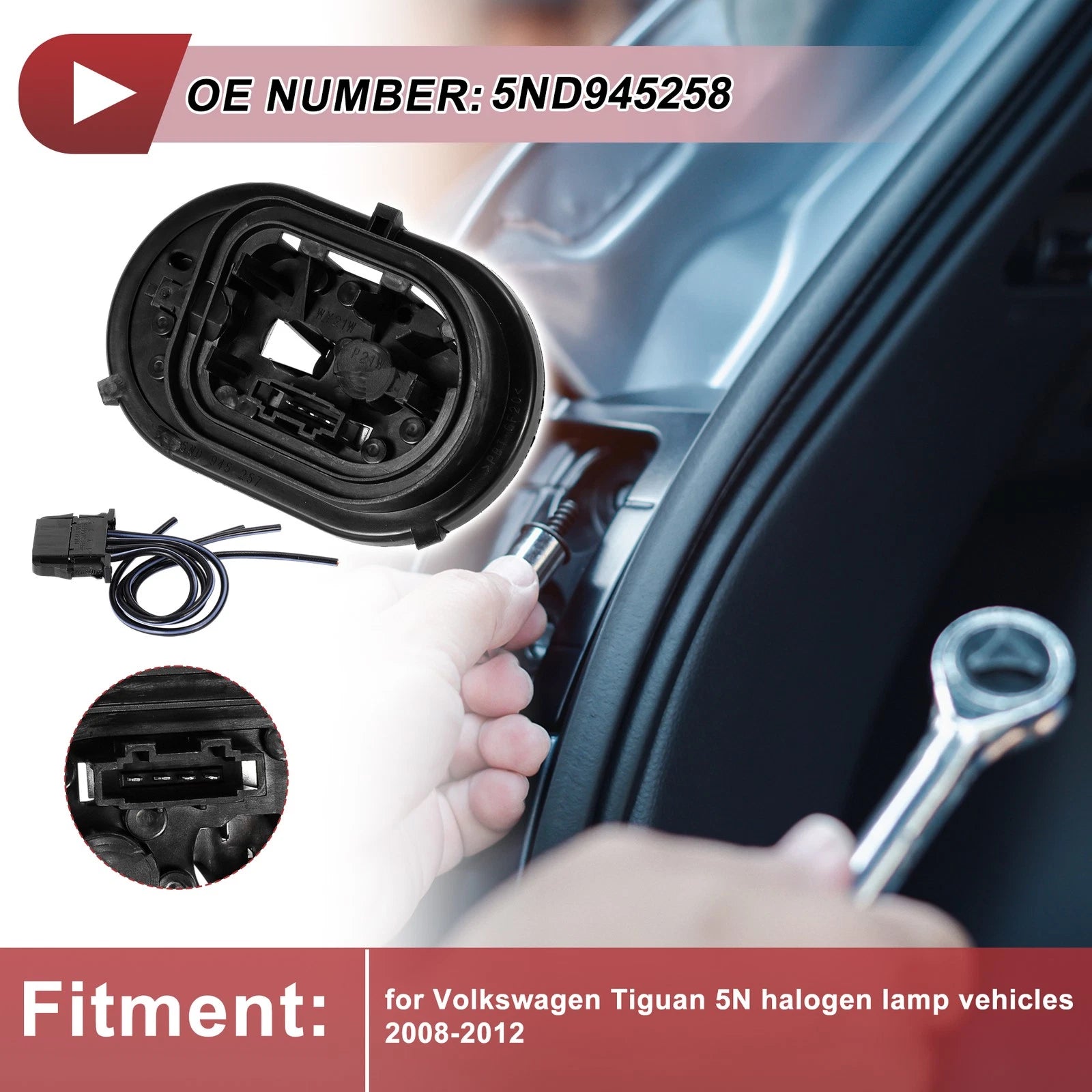 Left Tail Light Socket Wiring for Volkswagen Tiguan 5N (2008–2017)