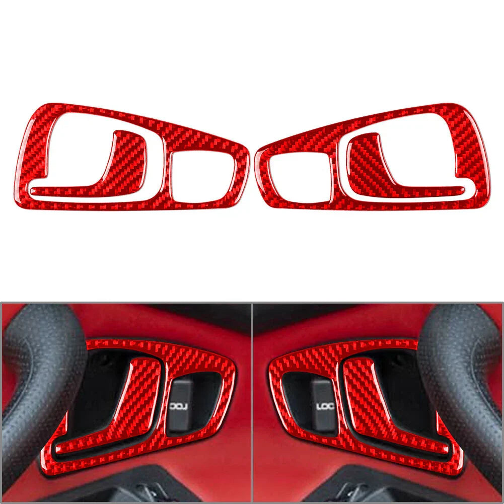 Carbon Fiber Red Interior Door Handle Cover Trim for Honda S2000 (2004-2009)