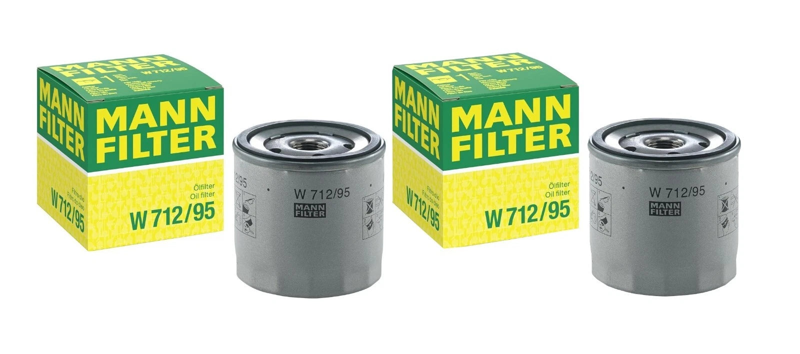 Set of 2 Engine Oil Filters W 712/95 for Audi A3 Q3 Volkswagen Golf Jetta