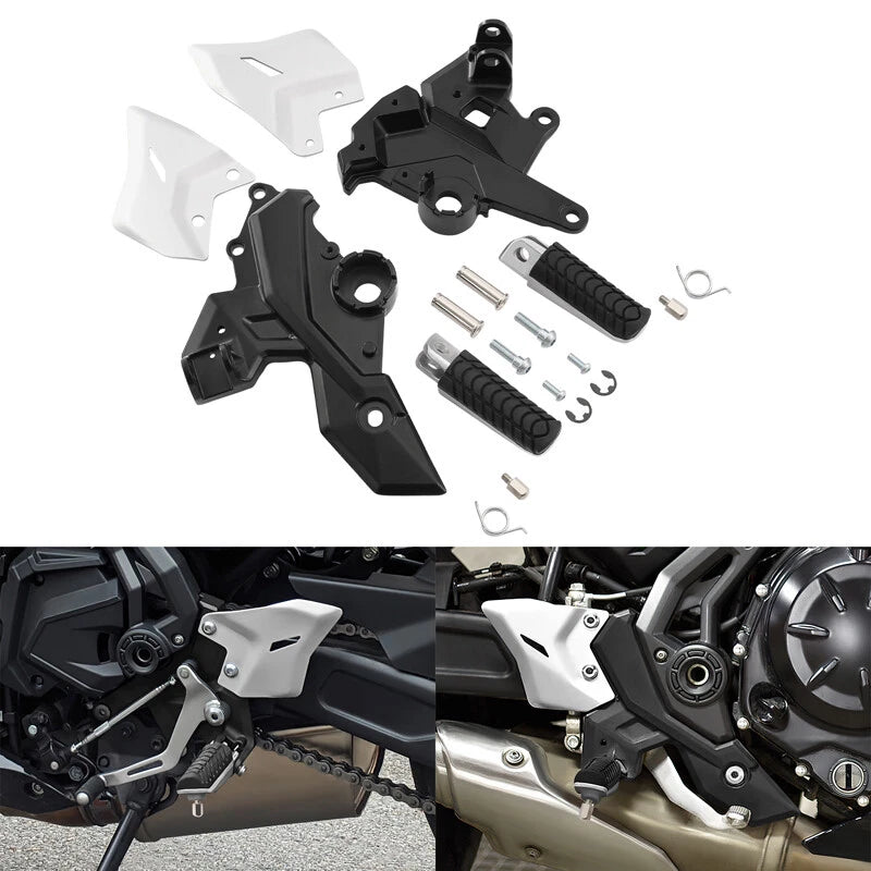 Driver Footrests Footpegs Brackets for Kawasaki Ninja 650 Z650 (2017–2024) Black