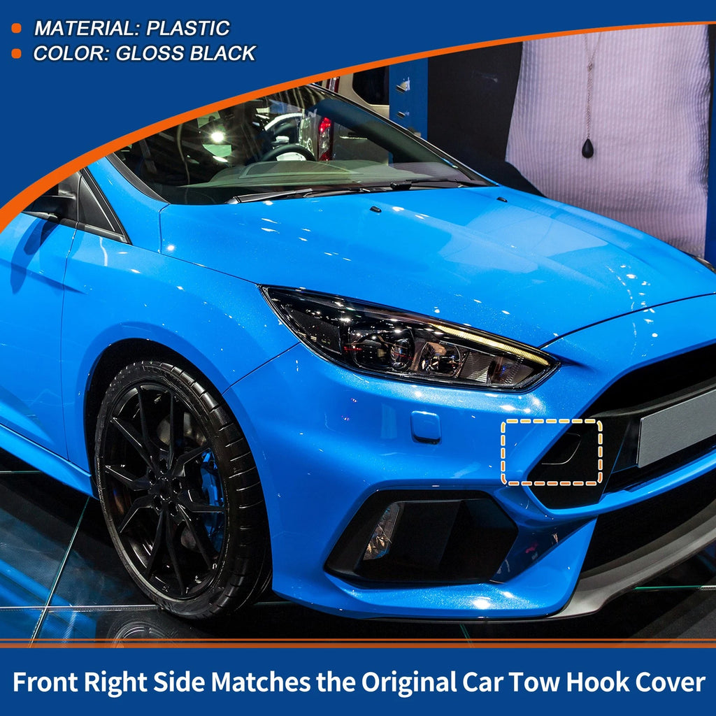 Tow Hook Cover for Ford Focus (2014–2018) - Front Right Side, Gloss Black