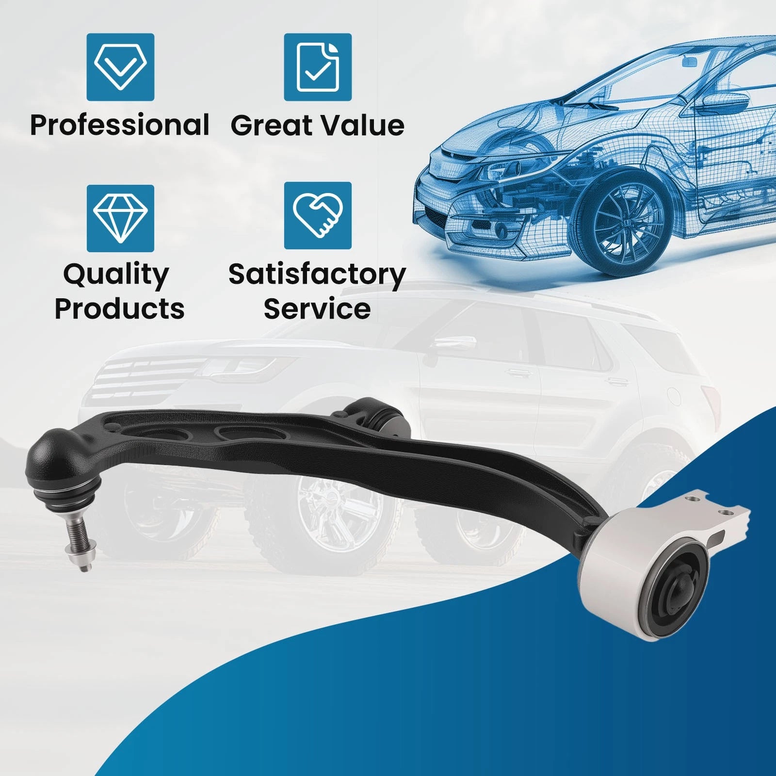 Front Lower Control Arm w/Ball Joint for Lincoln MKT MKS (2013–2019)
