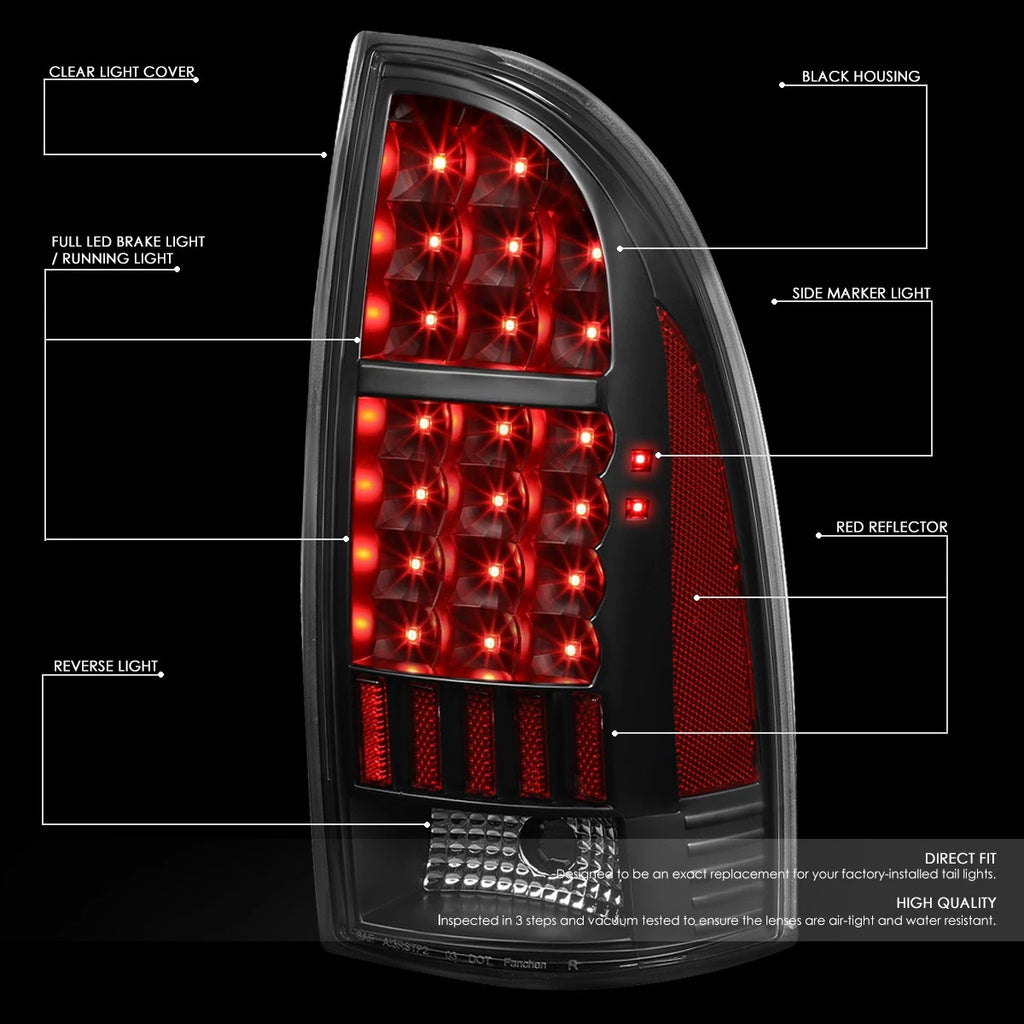 Set of 2 Full LED Tail Brake Light Stop Lamps for Toyota Tacoma (2005–2015)