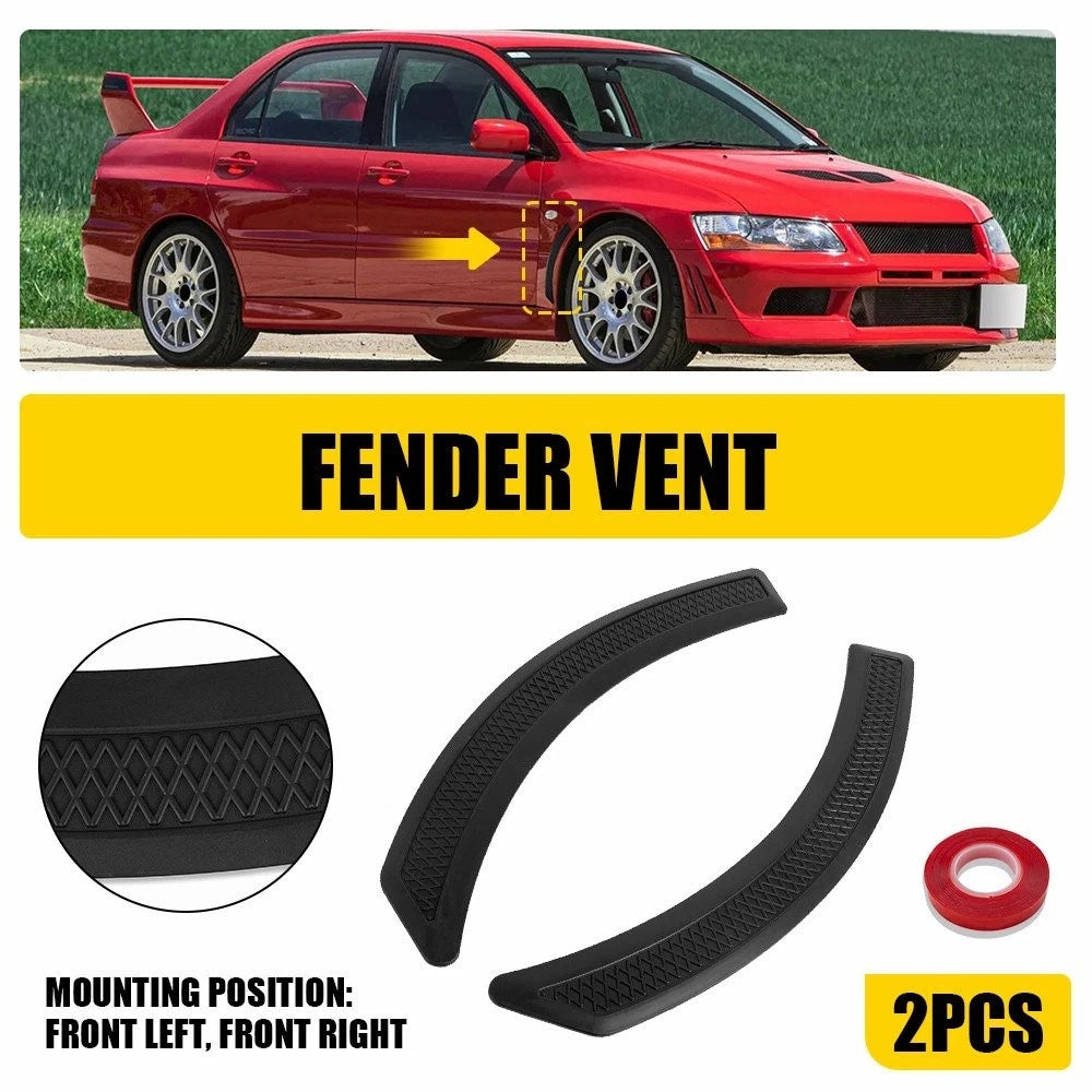 2X Matte Black Front Fender Side Vent Covers for Mitsubishi Lancer EVO (2002–2016)