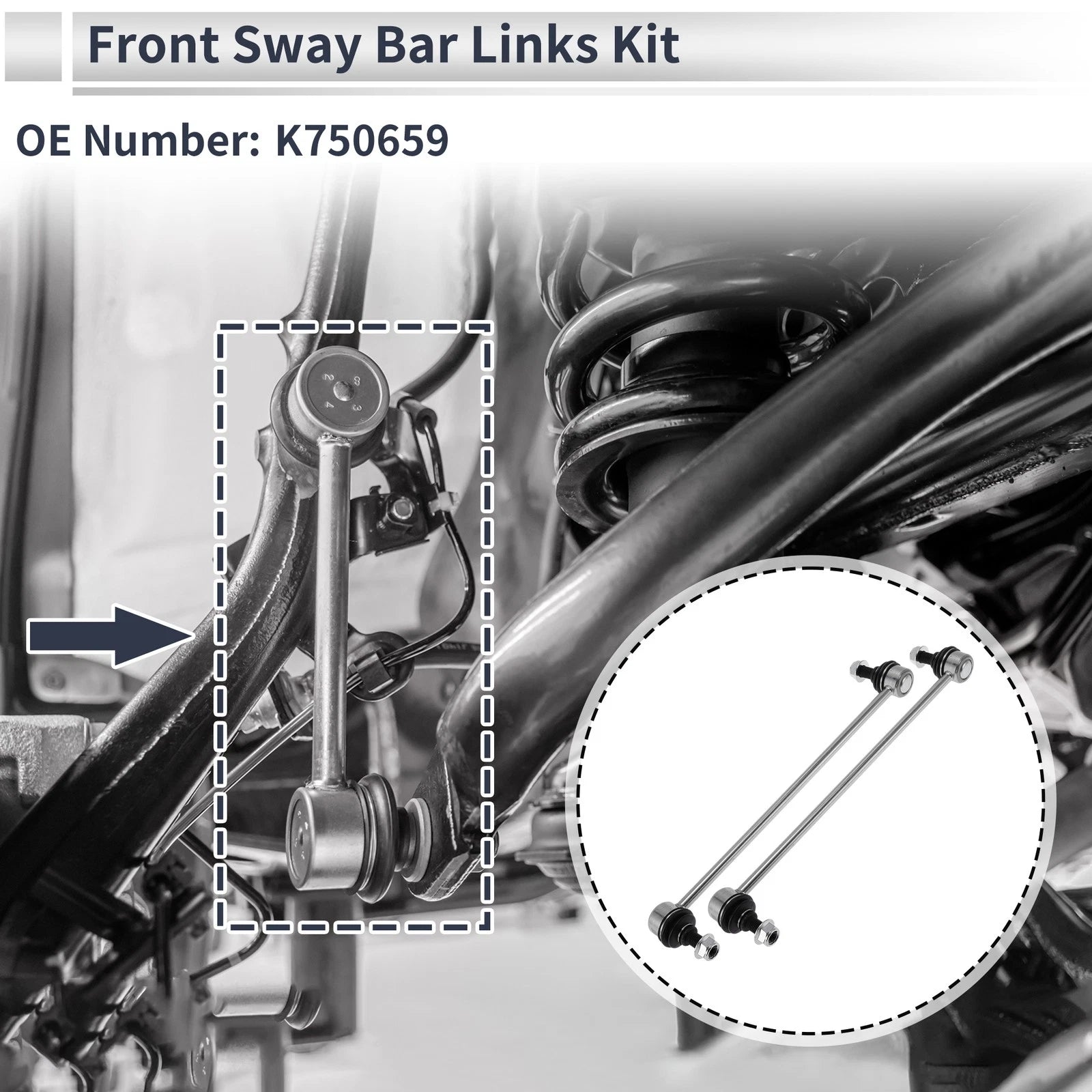 Front Stabilizer Bar Links No Bushing for Hyundai Santa Fe (2013–2018) No.K750659