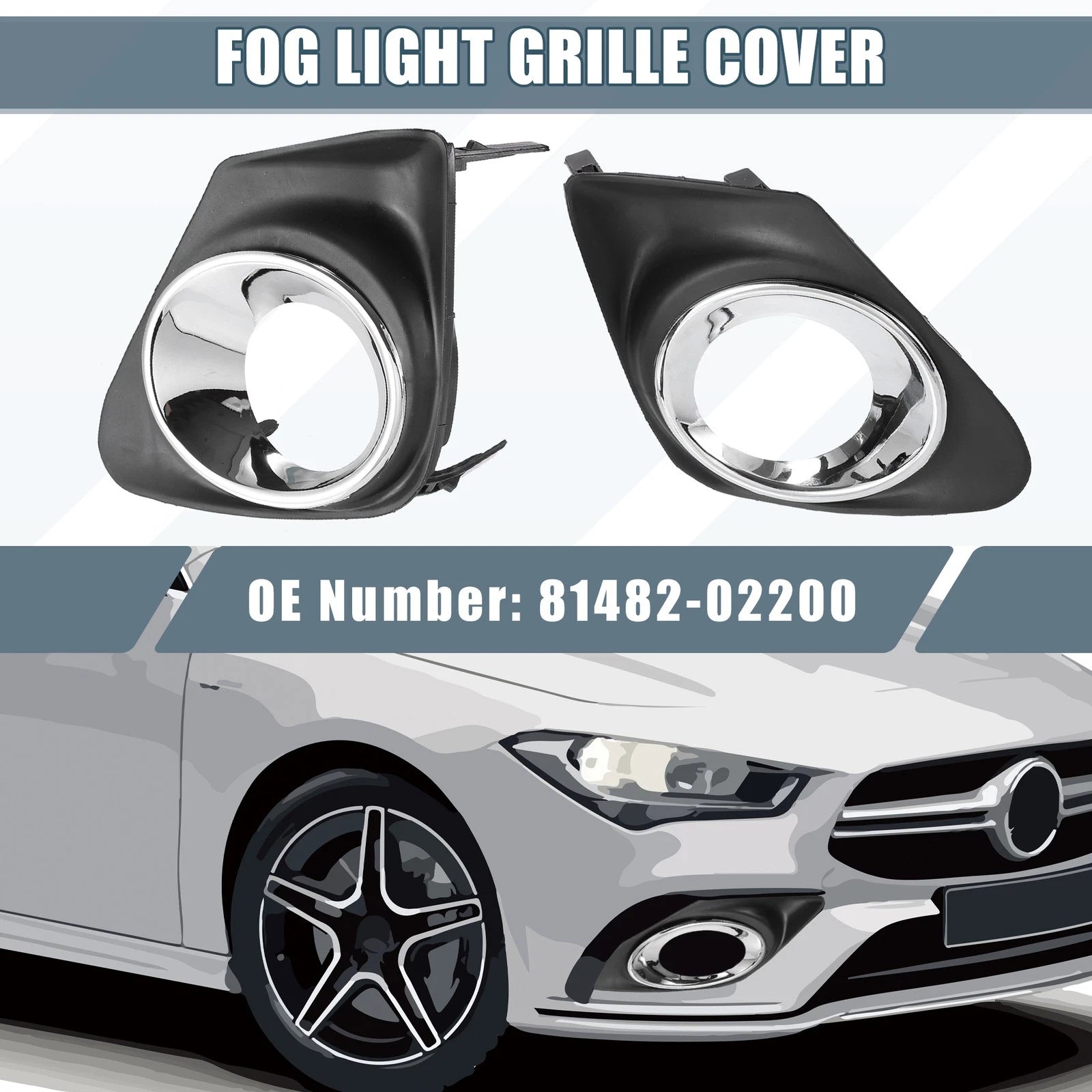 Set of 2 Fog Light Grille Covers for Toyota (81482-02200, 81481-02210)