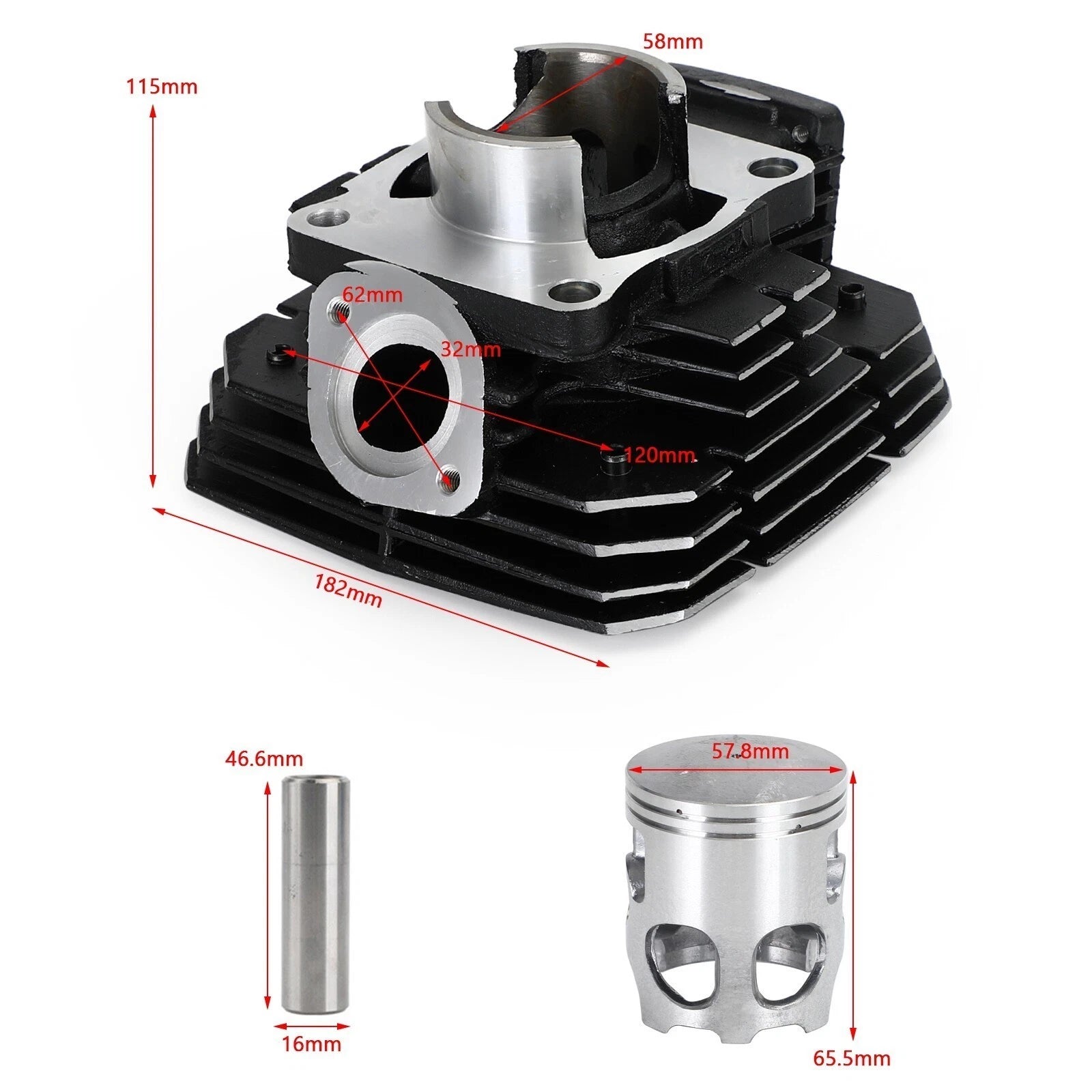 Piston Cylinder Barrel Ring Kit 58mm for Yamaha RX135 RX-King RXK 135 (1980–1990)