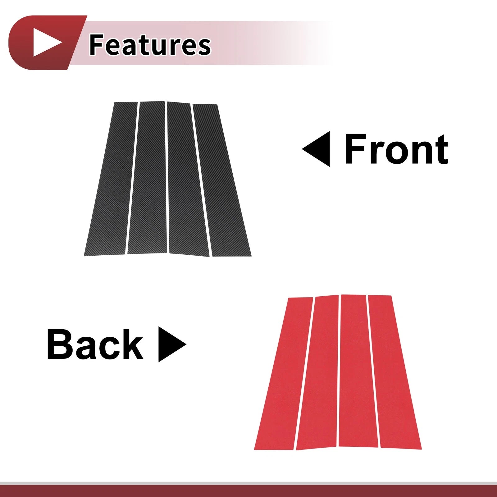 Front Left Right Door Pillar Window Trim for Mazda BT50 (2010–2015) Black Carbon Fiber