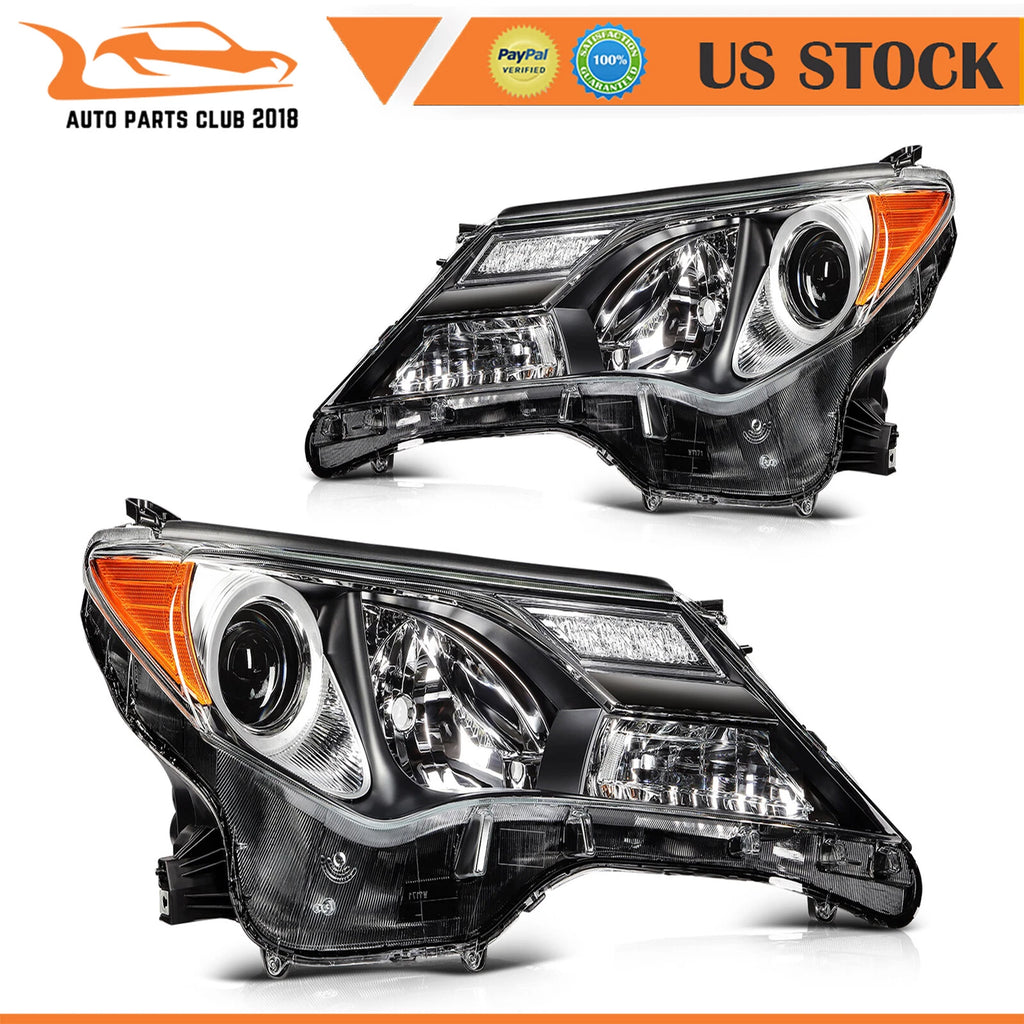 Headlight Assembly Set of 2 for Toyota RAV4 (2013–2015) Black Housing Clear Lens