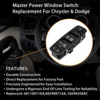Master Power Window Switch for Dodge Grand Caravan Chrysler Town & Country (2012–2017)