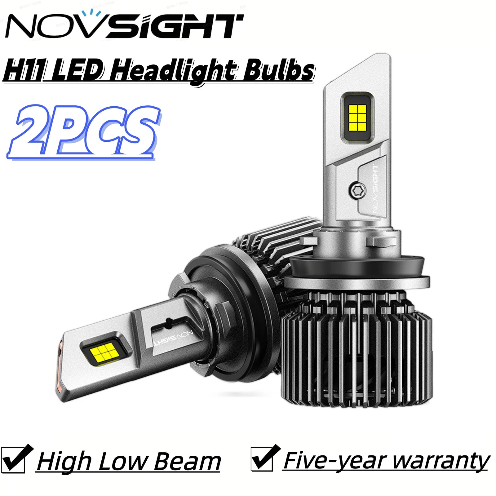 2X H11 H8 H9 LED Headlight Bulbs 6500K White 60000LM for High/Low Beam