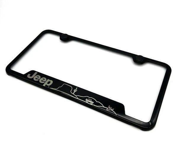 Black Stainless License Plate Frame Replacement for Jeep Wrangler (2007–2023)