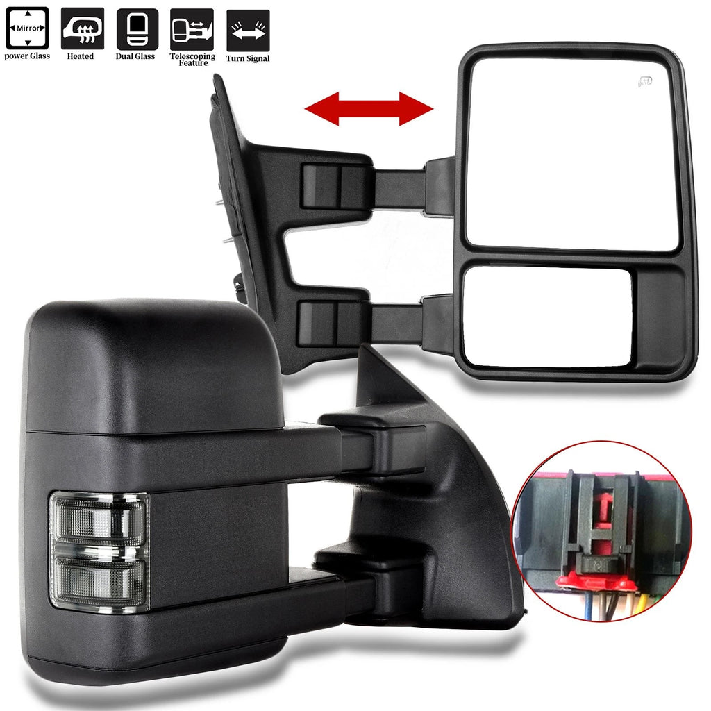 Tow Mirrors for Ford F250 F350 Super Duty (2008–2016) Power Heated Smoke Signal