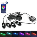 4x RGB LED Rock Lights for Car - Wireless Bluetooth Music Control Lamp